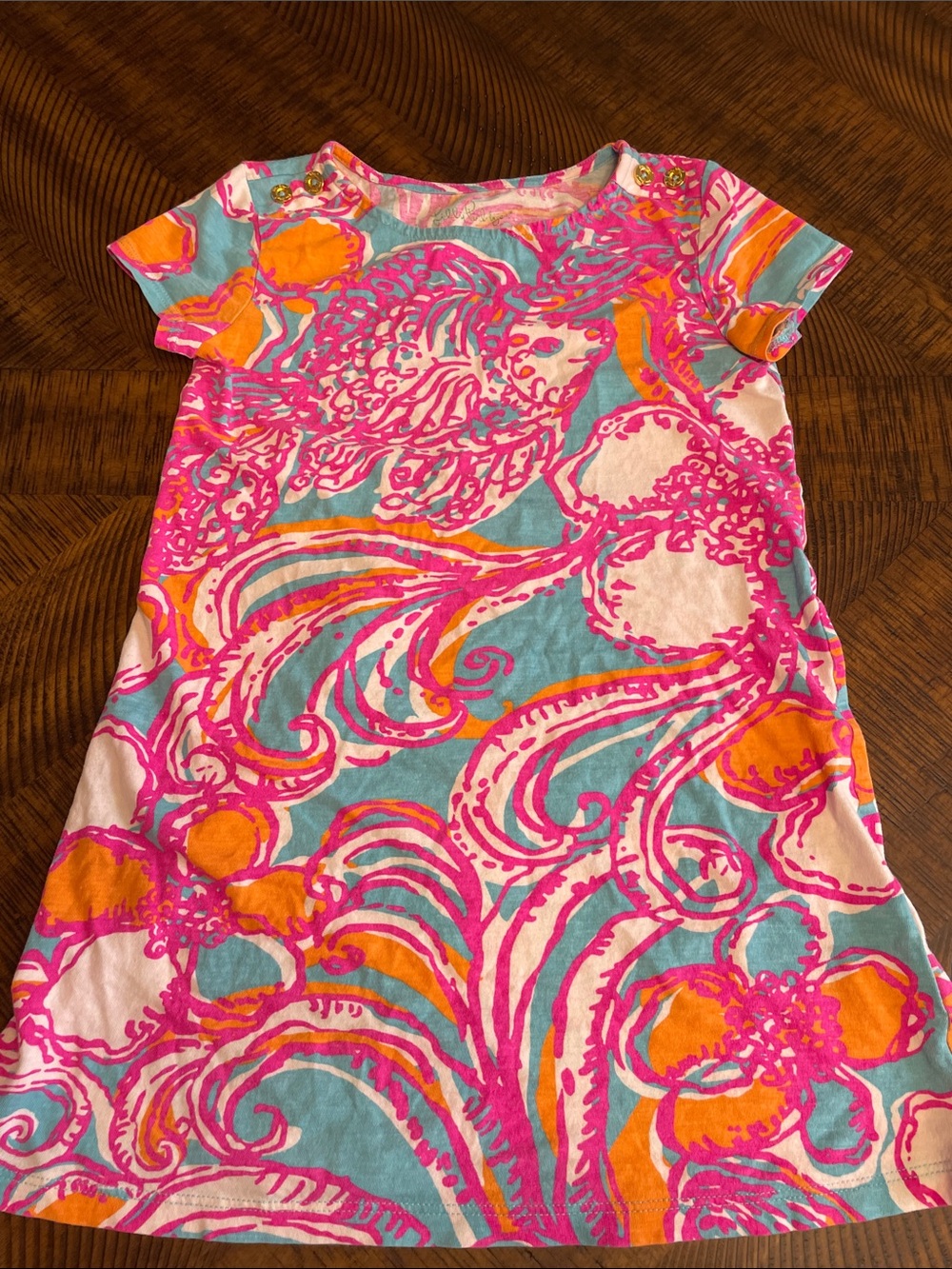 Lilly Pulitzer Pink, Orange & Aqua Floral Swirl Kids Dress
